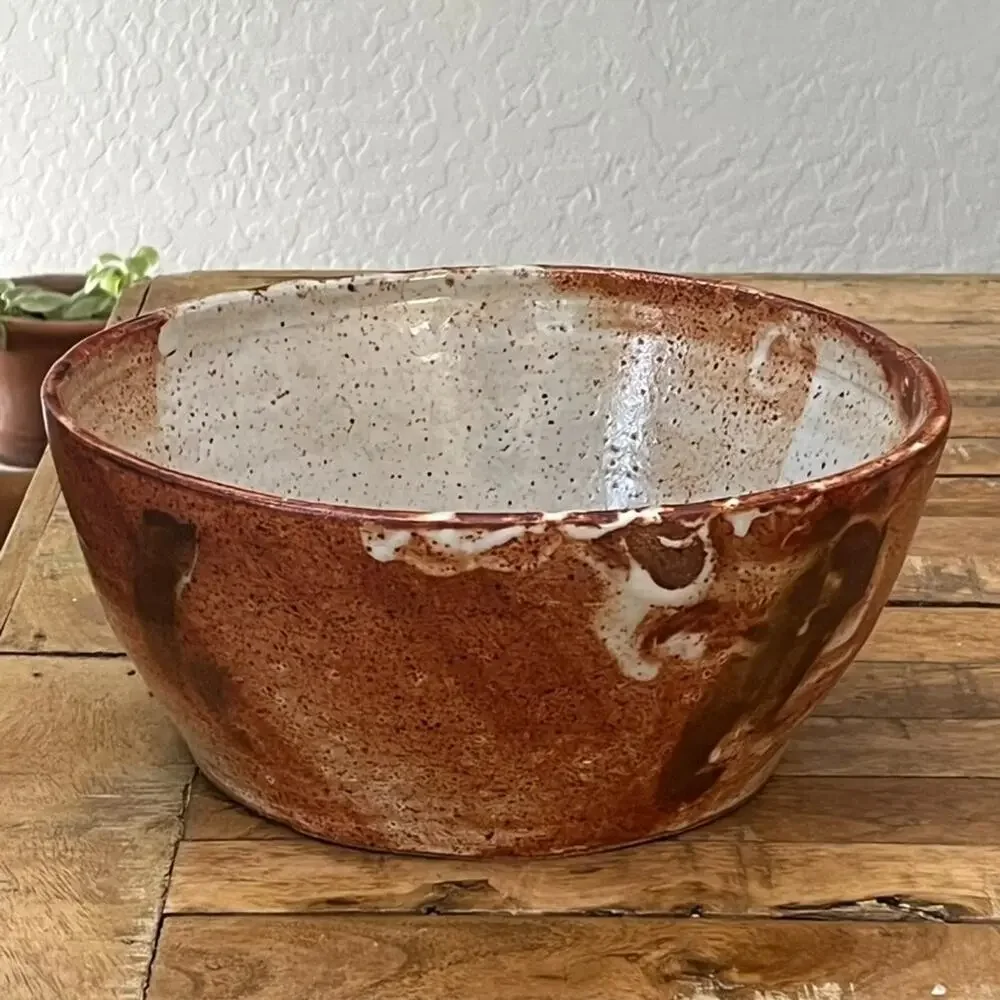 Vintage Handmade Studio Art Pottery Ceramic Bowl 10.25